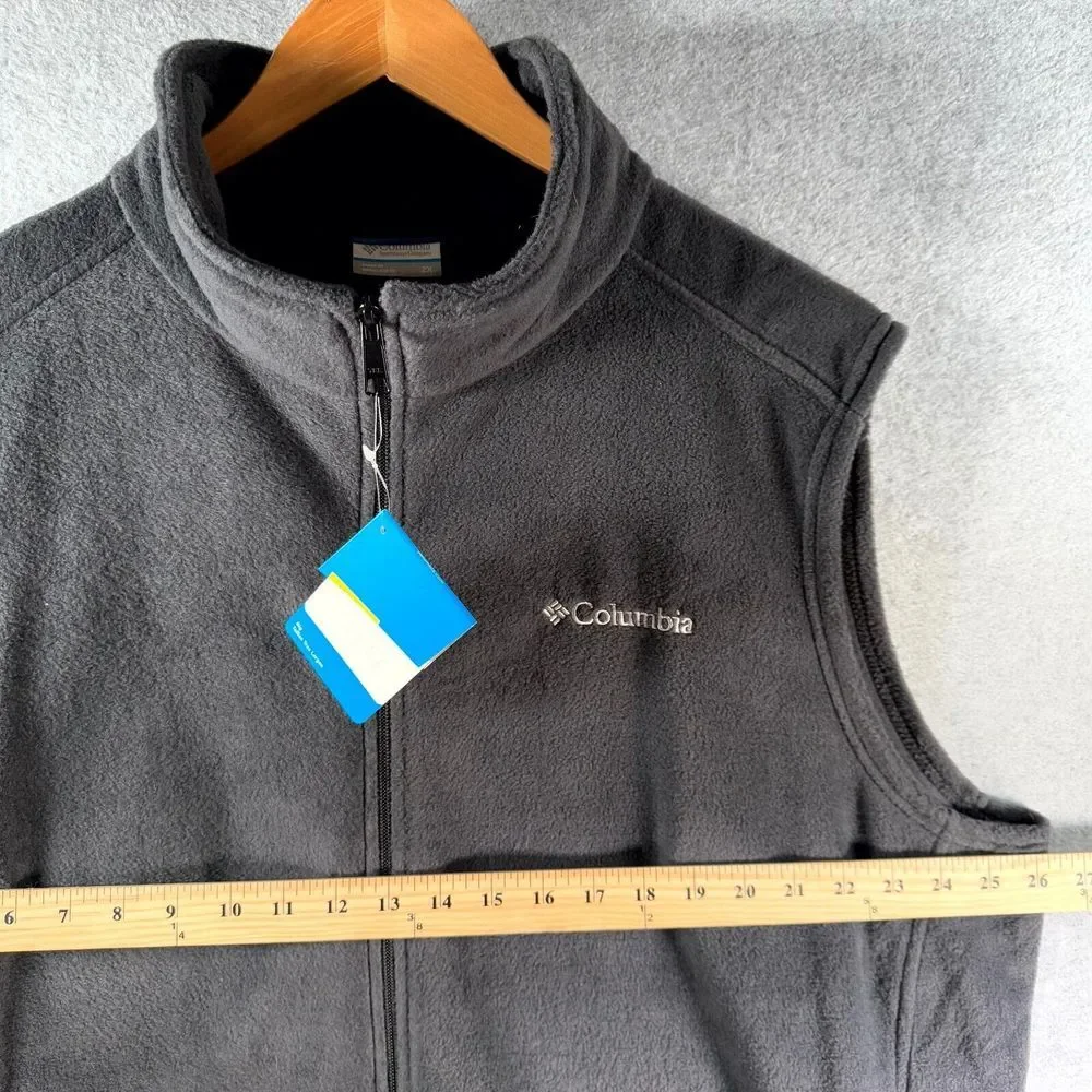 Columbia Steens‎ Mountain Fleece Vest Men's 2X Black Full Zip Pockets Mock Neck